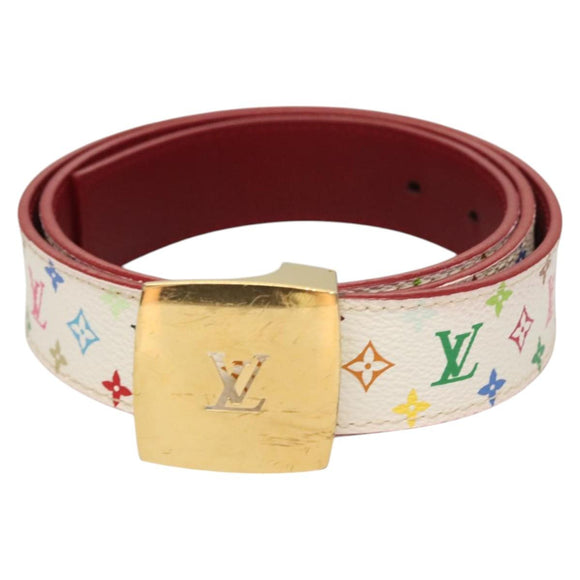 LOUIS VUITTON Multicolor Ceinture Care Belt 37.8"" White M9682 Auth BA1635