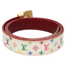 LOUIS VUITTON Multicolor Ceinture Care Belt 37.8"" White M9682 Auth BA1635-2
