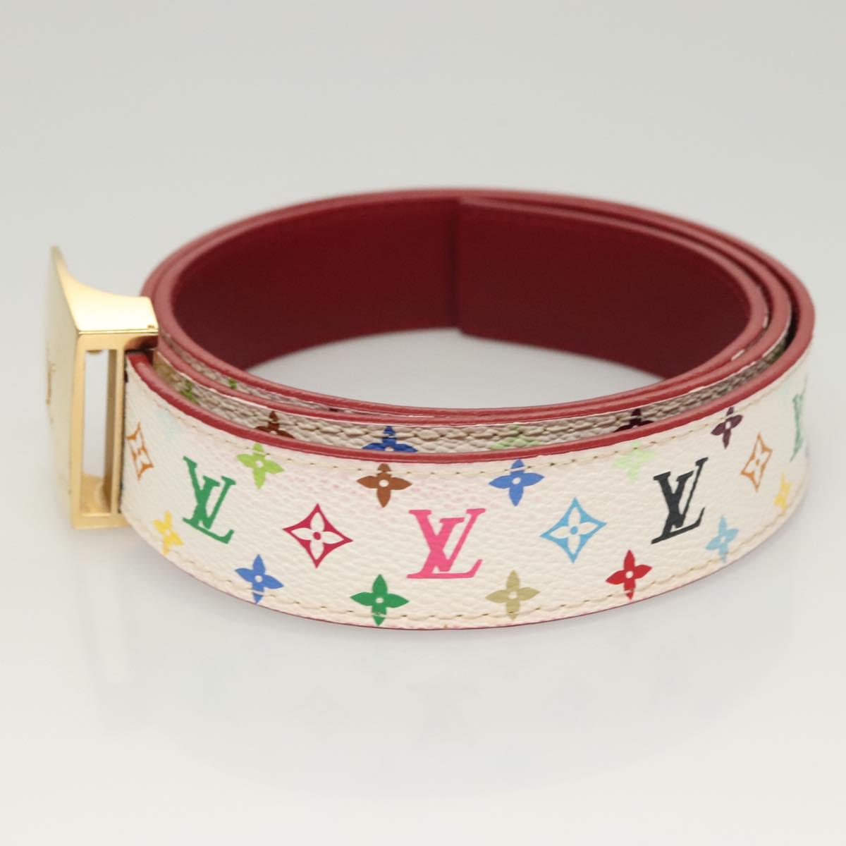 LOUIS VUITTON Monogram Multicolor Ceinture Care Belt White Louis Vuitton Multicolour Monogram Leather Belt 90 cm main image 3