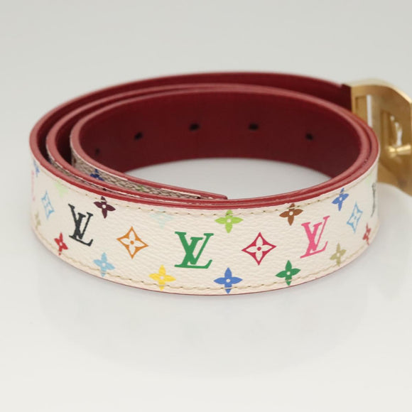 LOUIS VUITTON Multicolor Ceinture Care Belt 37.8"" White M9682 Auth BA1635