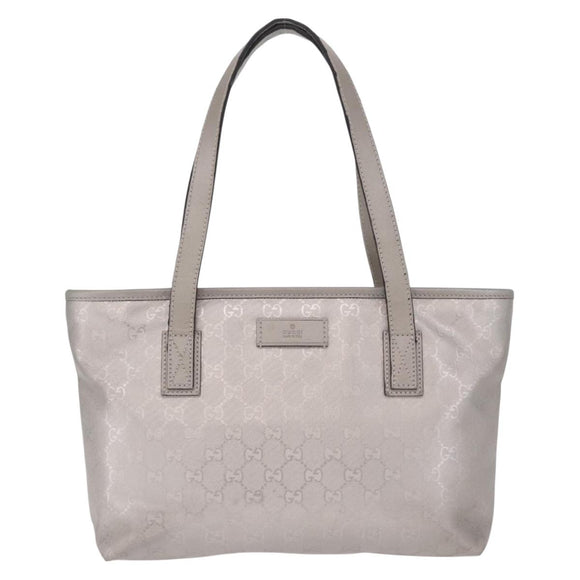 GUCCI GG Implementation Hand Bag PVC Silver 211138 Auth BA16353