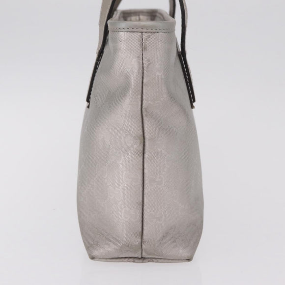 GUCCI GG Implementation Hand Bag PVC Silver 211138 Auth BA16353