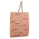CHANEL Chain Tote Bag Canvas Pink Gold CC Auth BA16356-1