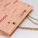 CHANEL Chain Tote Bag Canvas Pink Gold CC Auth BA16356-6