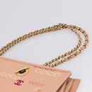 CHANEL Chain Tote Bag Canvas Pink Gold CC Auth BA16356-8