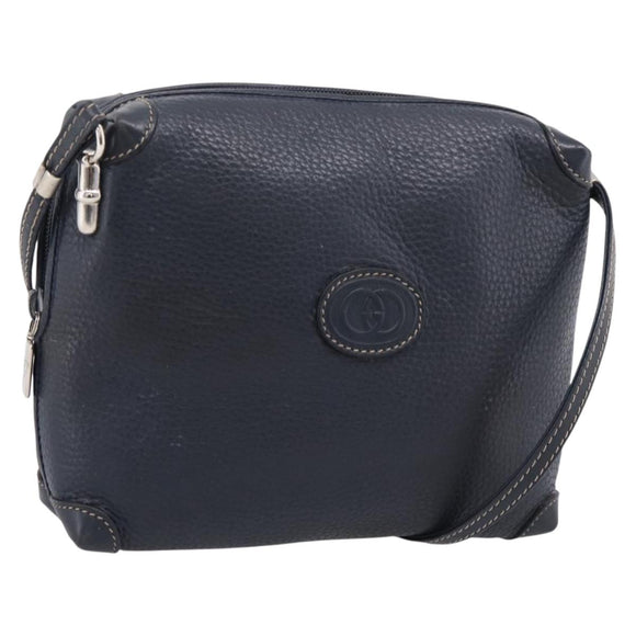 GUCCI Shoulder Bag Leather Navy Silver 007 37 4916 Auth BA16359
