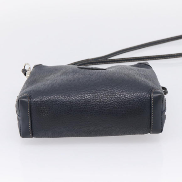 GUCCI Shoulder Bag Leather Navy Silver 007 37 4916 Auth BA16359