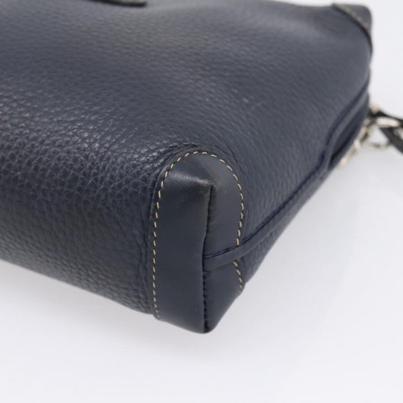 GUCCI Shoulder Bag Leather Navy Silver 007 37 4916 Auth BA16359