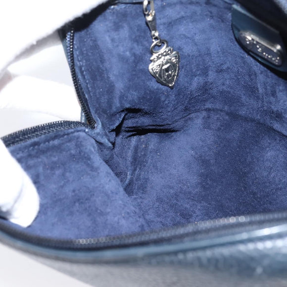 GUCCI Shoulder Bag Leather Navy Silver 007 37 4916 Auth BA16359
