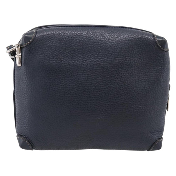 GUCCI Shoulder Bag Leather Navy Silver 007 37 4916 Auth BA16359