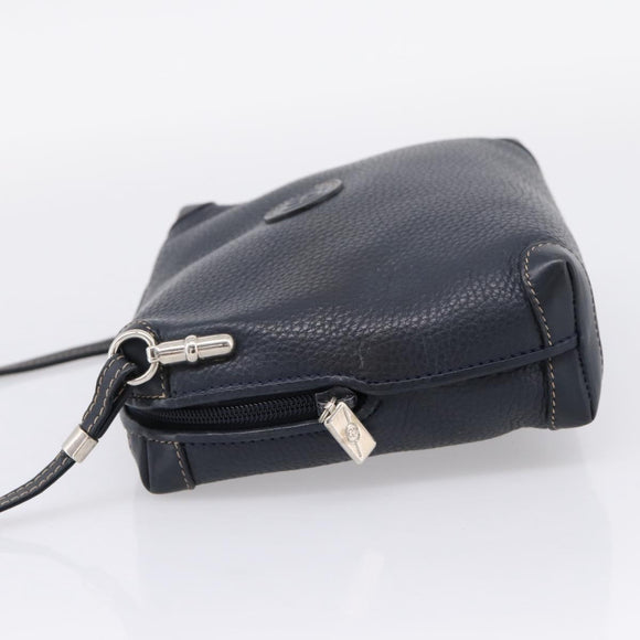 GUCCI Shoulder Bag Leather Navy Silver 007 37 4916 Auth BA16359