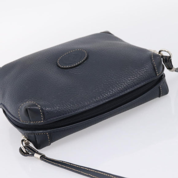 GUCCI Shoulder Bag Leather Navy Silver 007 37 4916 Auth BA16359