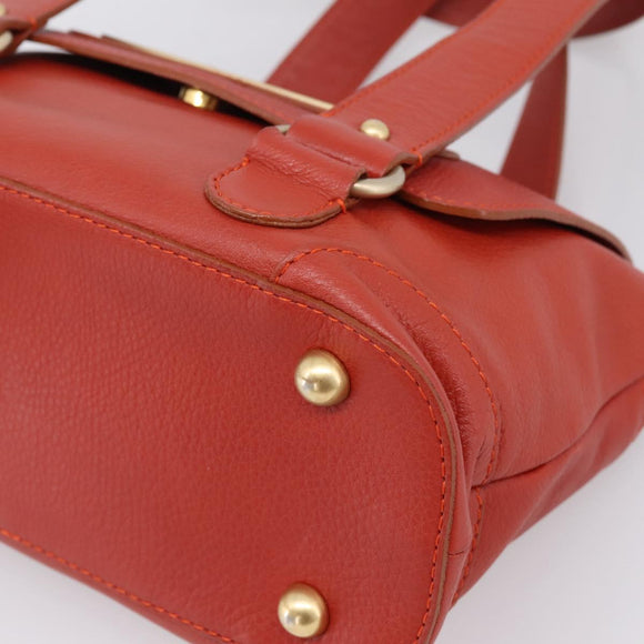 Chloe Tote Bag Leather Red Gold Auth BA16360