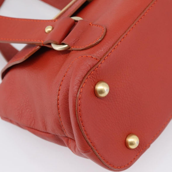 Chloe Tote Bag Leather Red Gold Auth BA16360