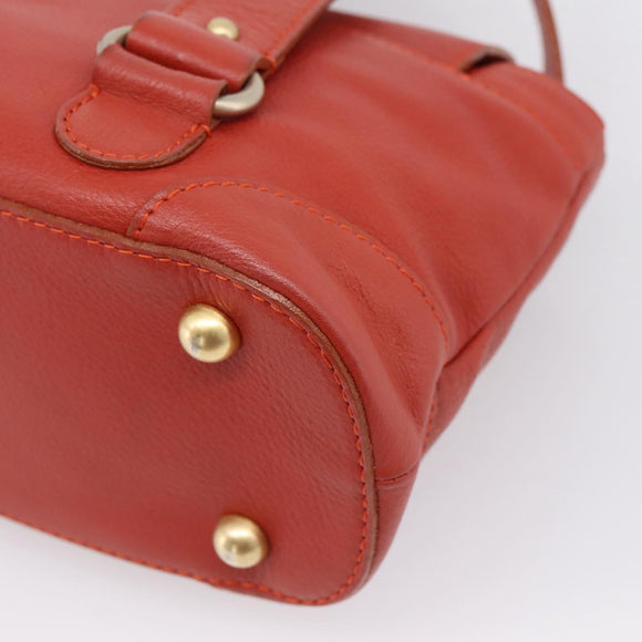 Chloe Tote Bag Leather Red Gold Auth BA16360