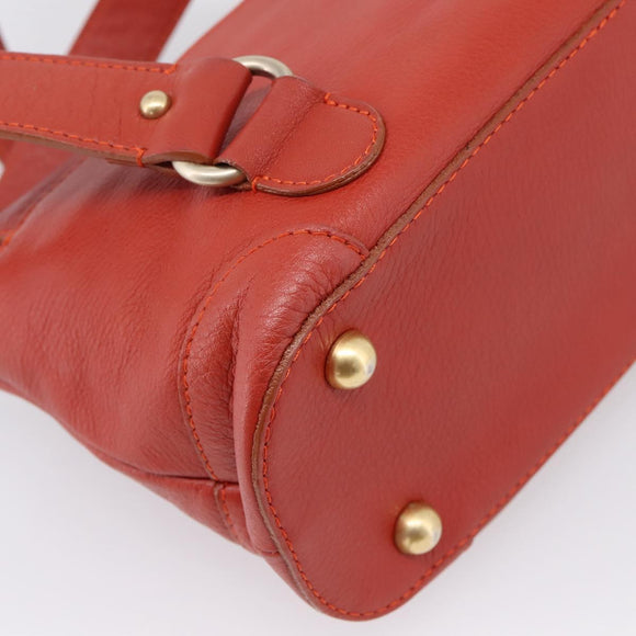 Chloe Tote Bag Leather Red Gold Auth BA16360