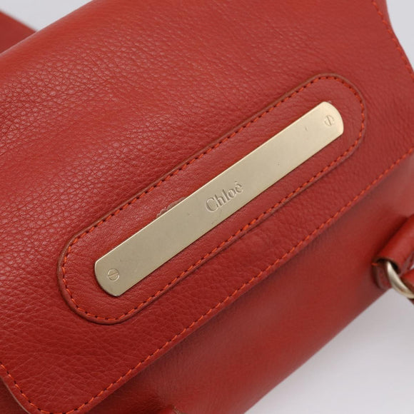 Chloe Tote Bag Leather Red Gold Auth BA16360