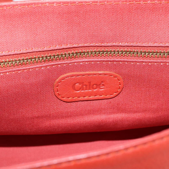 Chloe Tote Bag Leather Red Gold Auth BA16360
