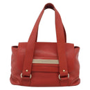 Chloe Tote Bag Leather Red Gold Auth BA16360-2