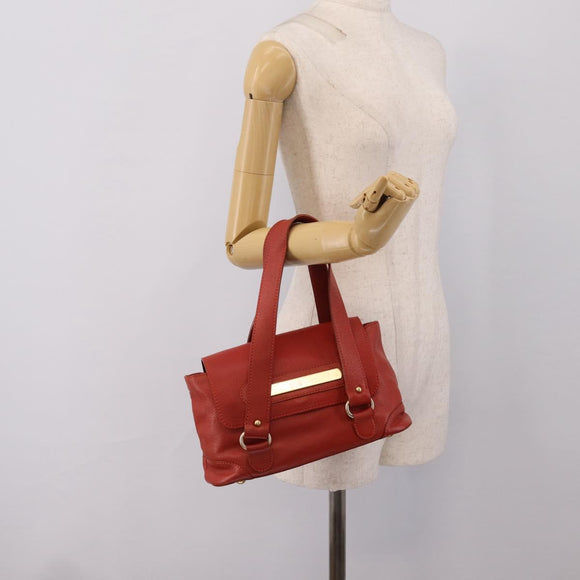 Chloe Tote Bag Leather Red Gold Auth BA16360