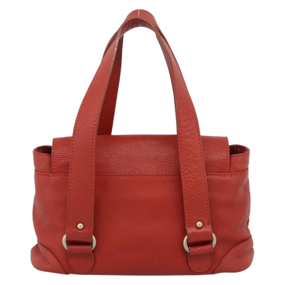 Chloe Tote Bag Leather Red Gold Auth BA16360