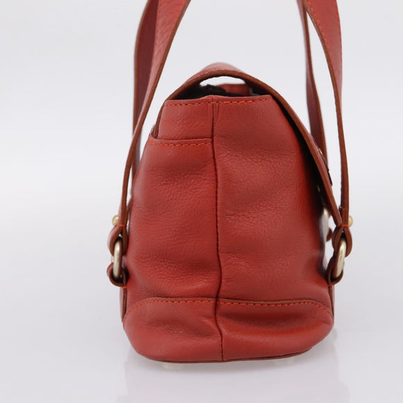 Chloe Tote Bag Leather Red Gold Auth BA16360
