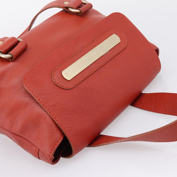 Chloe Tote Bag Leather Red Gold Auth BA16360