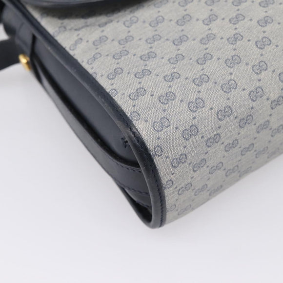 GUCCI Micro GG Supreme Shoulder Bag PVC Navy Gold 001 14 0712 Auth BA16361