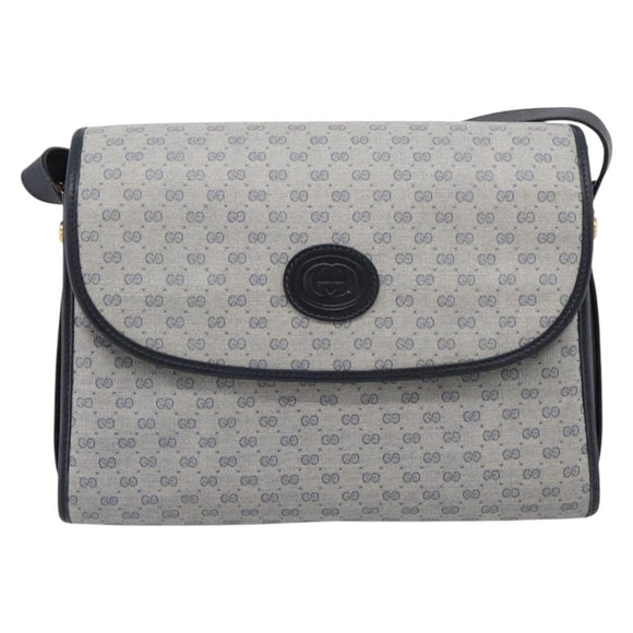 GUCCI Micro GG Supreme Shoulder Bag PVC Navy Gold 001 14 0712 Auth BA16361