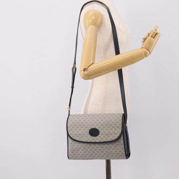 GUCCI Micro GG Supreme Shoulder Bag PVC Navy Gold 001 14 0712 Auth BA16361