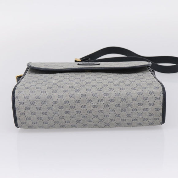 GUCCI Micro GG Supreme Shoulder Bag PVC Navy Gold 001 14 0712 Auth BA16361