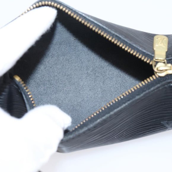 LOUIS VUITTON Epi Soufflot Pouch Black LV Auth BA16364