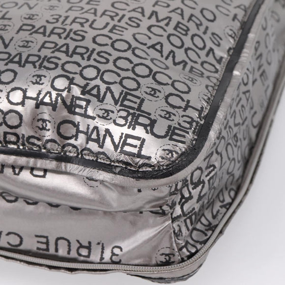 CHANEL Unlimited Tote Bag Coated Canvas Silver CC Auth BA16365