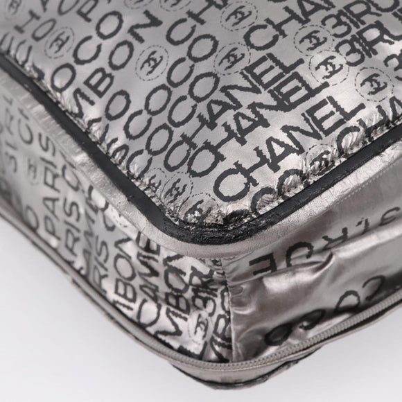 CHANEL Unlimited Tote Bag Coated Canvas Silver CC Auth BA16365