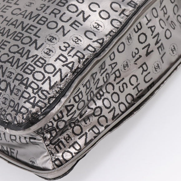 CHANEL Unlimited Tote Bag Coated Canvas Silver CC Auth BA16365