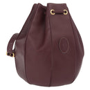 Cartier Must Line Shoulder Bag Leather Bordeaux Gold Auth BA16367-1