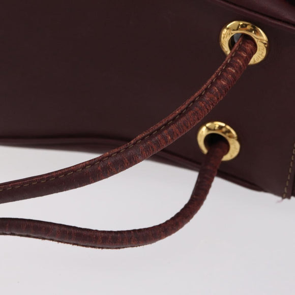 Cartier Must Line Shoulder Bag Leather Bordeaux Gold Auth BA16367