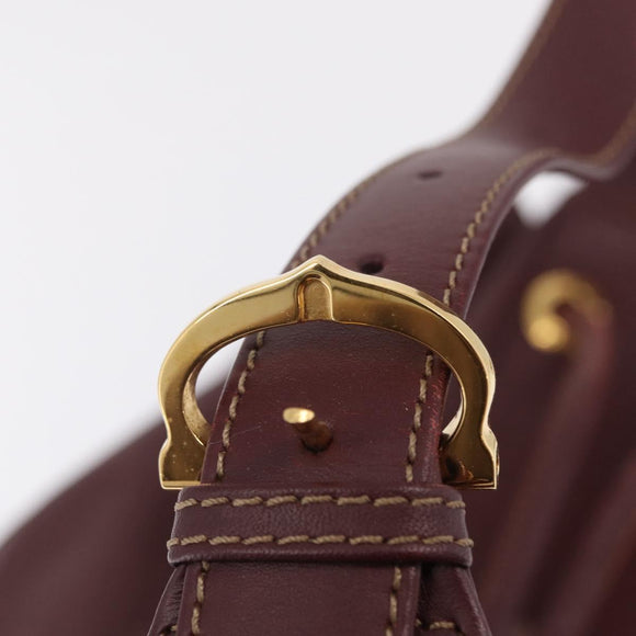 Cartier Must Line Shoulder Bag Leather Bordeaux Gold Auth BA16367