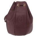 Cartier Must Line Shoulder Bag Leather Bordeaux Gold Auth BA16367-2