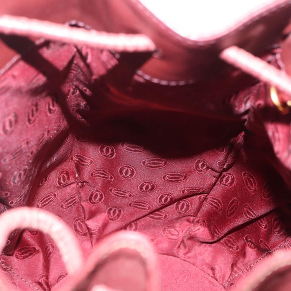 Cartier Must Line Shoulder Bag Leather Bordeaux Gold Auth BA16367