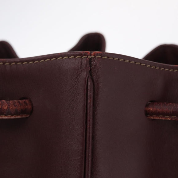 Cartier Must Line Shoulder Bag Leather Bordeaux Gold Auth BA16367