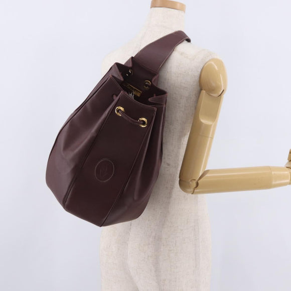 Cartier Must Line Shoulder Bag Leather Bordeaux Gold Auth BA16367