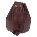 Cartier Must Line Shoulder Bag Leather Bordeaux Gold Auth BA16367-3