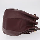 Cartier Must Line Shoulder Bag Leather Bordeaux Gold Auth BA16367-4