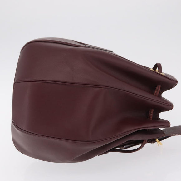 Cartier Must Line Shoulder Bag Leather Bordeaux Gold Auth BA16367