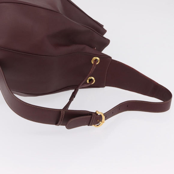 Cartier Must Line Shoulder Bag Leather Bordeaux Gold Auth BA16367