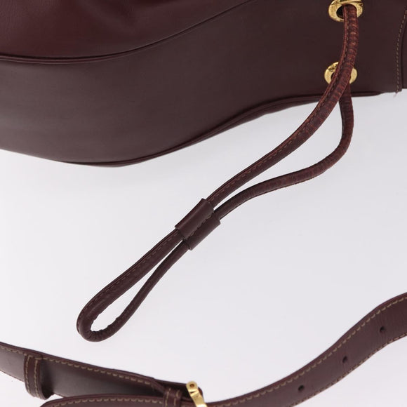 Cartier Must Line Shoulder Bag Leather Bordeaux Gold Auth BA16367