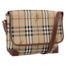 BURBERRY Nova Check Shoulder Bag PVC Beige Gold Auth BA16379-1