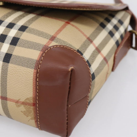 BURBERRY Nova Check Shoulder Bag PVC Beige Gold Auth BA16379