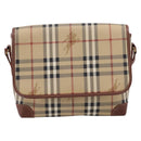 BURBERRY Nova Check Shoulder Bag PVC Beige Gold Auth BA16379-13